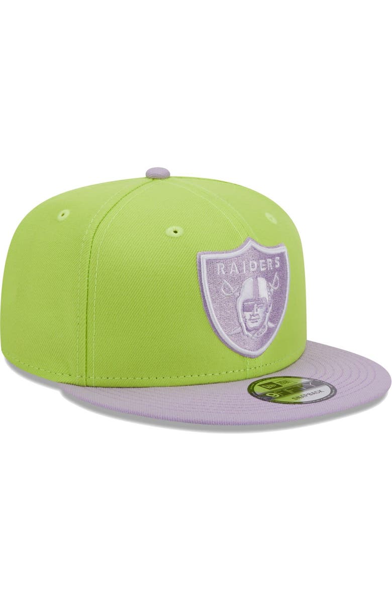 New Era Men's New Era Neon Green/Lavender Las Vegas Raiders Two-Tone Color Pack 9FIFTY Snapback Hat, Alternate, color,