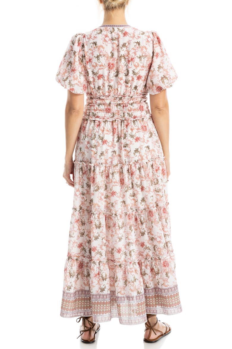 Short Sleeve V-Neck Maxi Dress, Alternate, color, PINK/ MAUVE KIMONO FLORAL