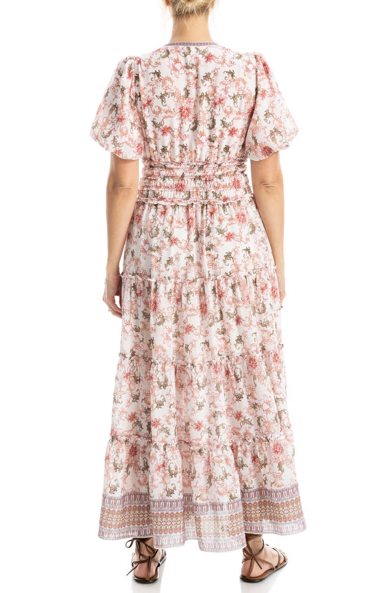 MAX STUDIO Short Sleeve V-Neck Maxi Dress, Alternate, color, Pink/ Mauve Kimono Floral