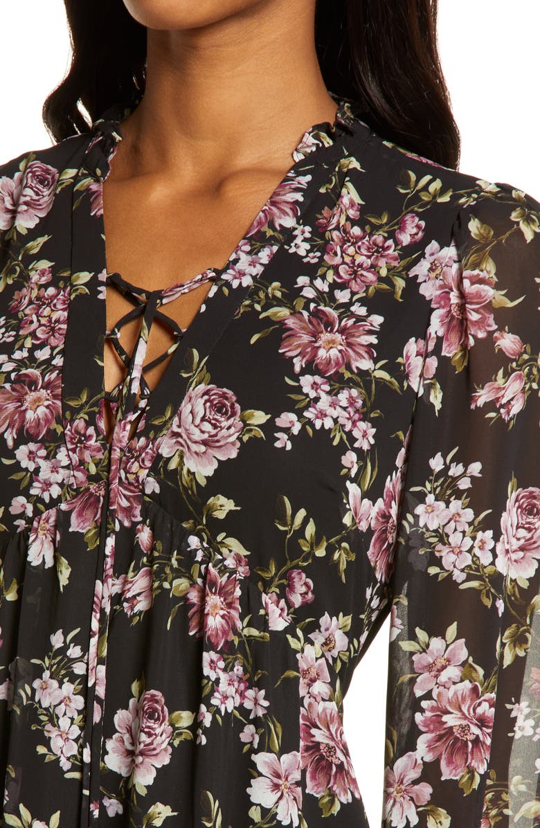 Ever New Floral Long Sleeve Midi Dress, Alternate, color, 