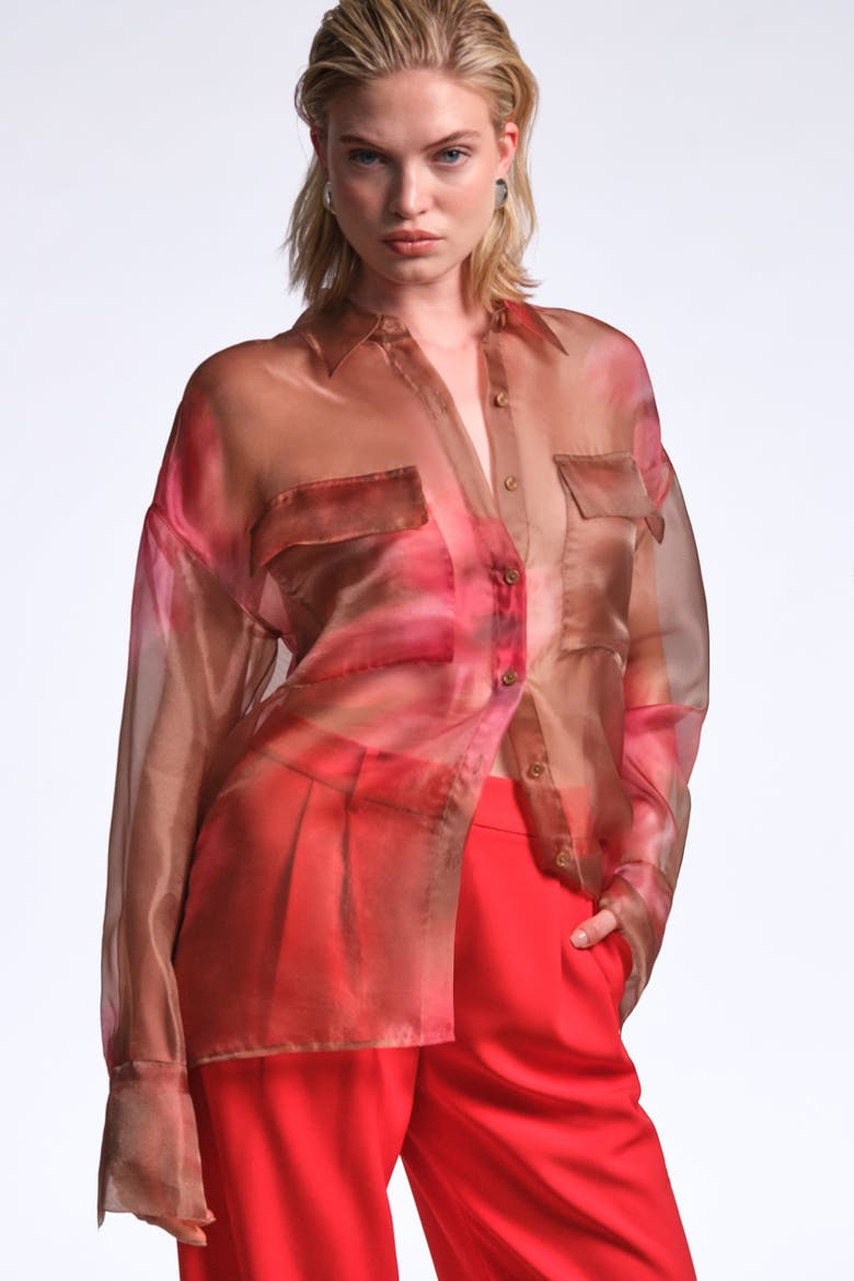Pauline Shirt, Alternate, color, Flame Meadow Print