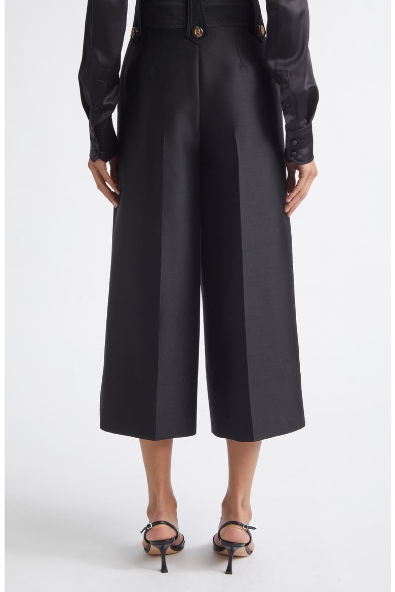 Valiant High Waist Wool & Silk Wide Leg Culottes, Alternate, color, BLACK