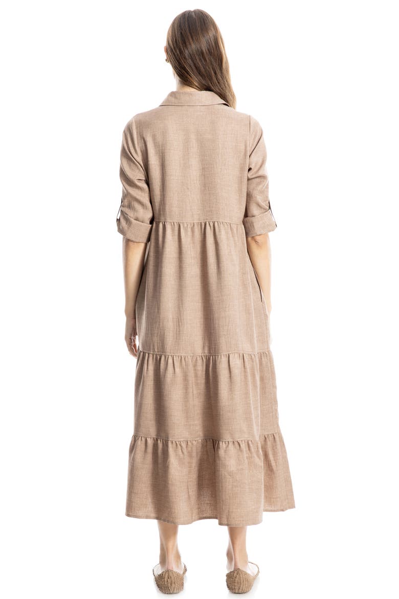 Tiered Long Sleeve Gauze Shirtdress, Alternate, color, HEATHER MUSHROOM