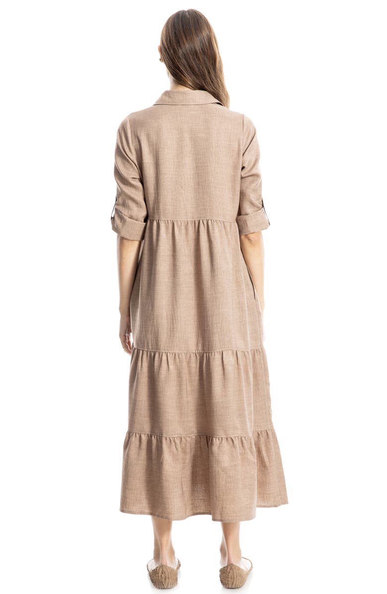 MAX STUDIO LONDON Tiered Long Sleeve Gauze Shirtdress, Alternate, color, Heather Mushroom