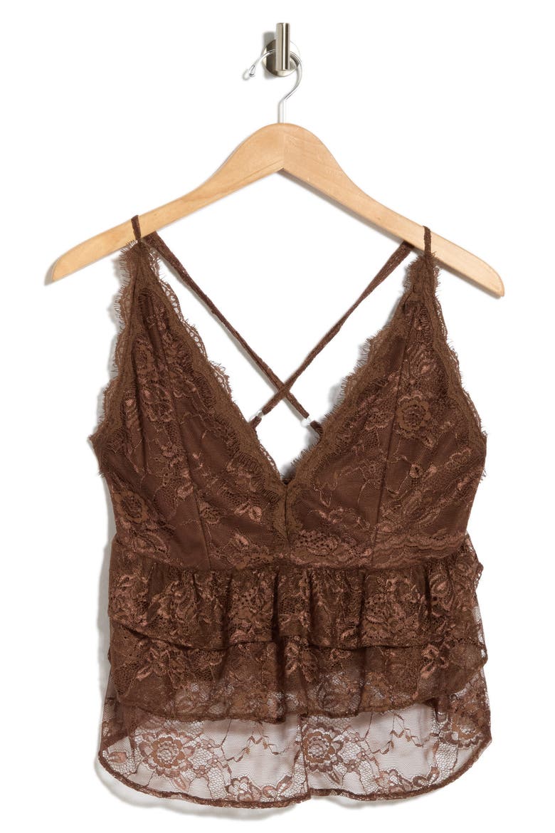 Lace Tiered Tank, Alternate, color, BROWN