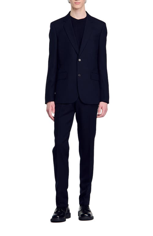Sandro Wool Suit Jacket In Navy Blue