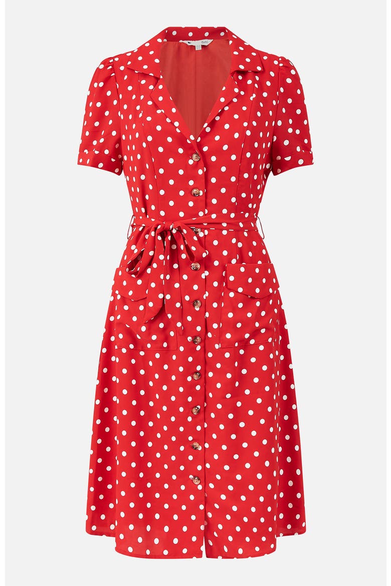Retro Shirt Polka Dot Dress, Alternate, color, Red