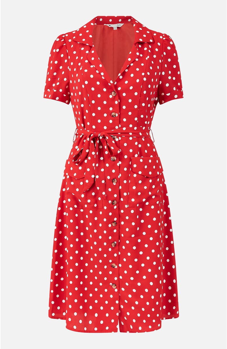 Yumi Retro Shirt Polka Dot Dress, Alternate, color, Red
