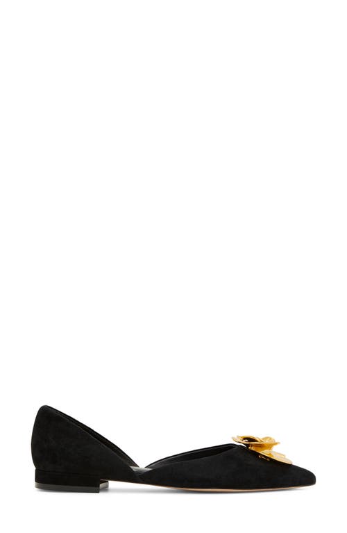 Ted Baker London Emma Rose Half D'orsay Pointed Toe Leather Flat In Black