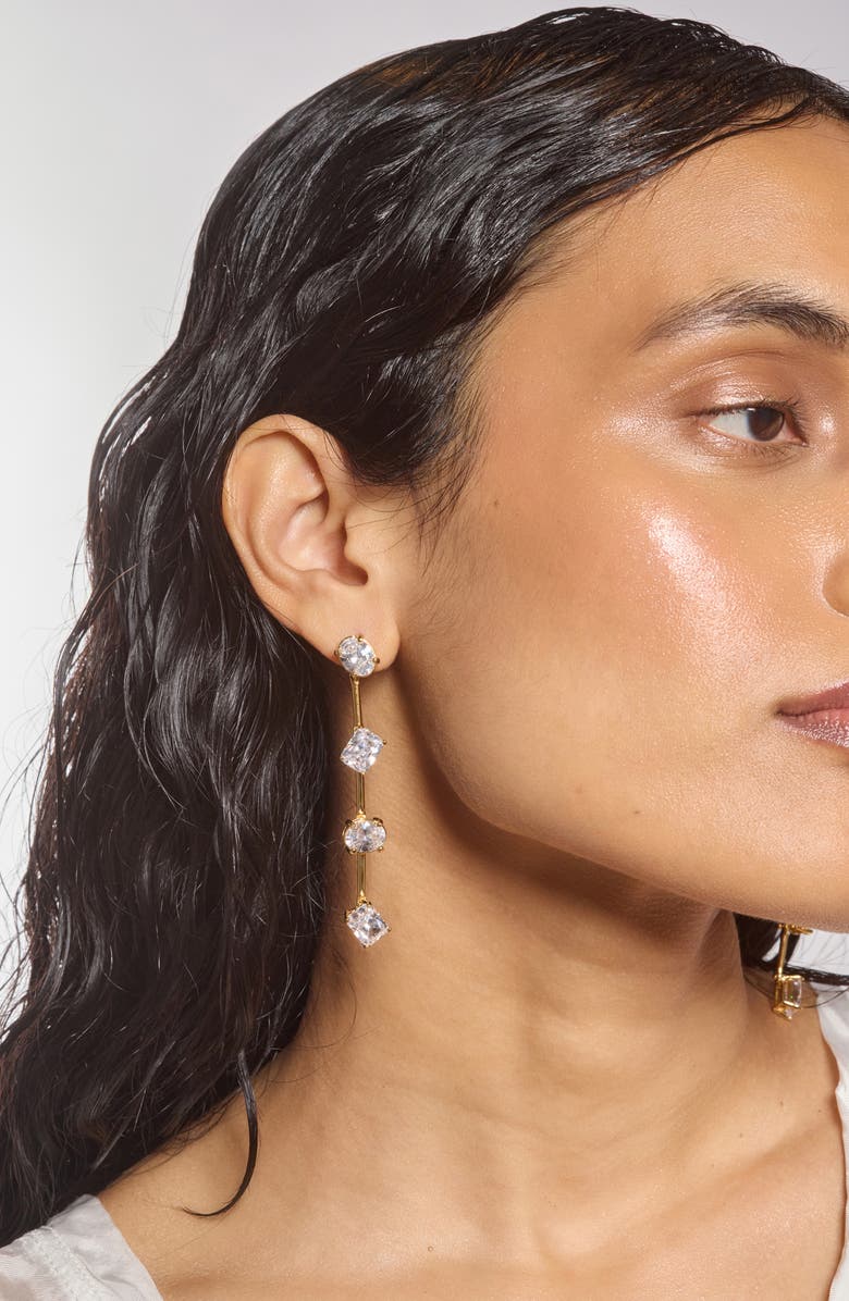 Lady Grey Stella Cubic Zirconia Linear Drop Earrings, Alternate, color, Gold/ Clear