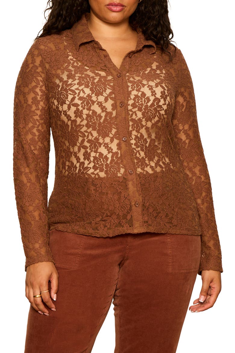 Dreamer Lace Shirt, Main, color, COCOA POWDER BROWN