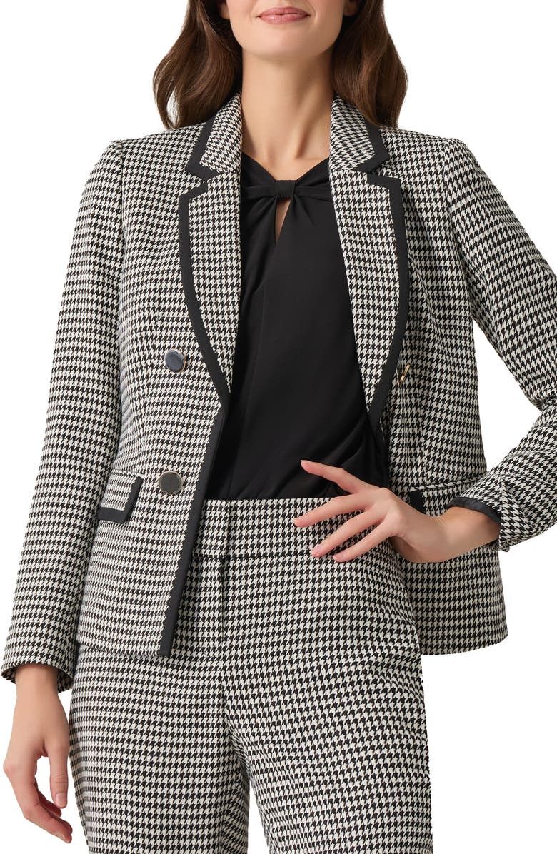 KASPER Houndstooth Faux Double Breasted Jacket, Main, color, 