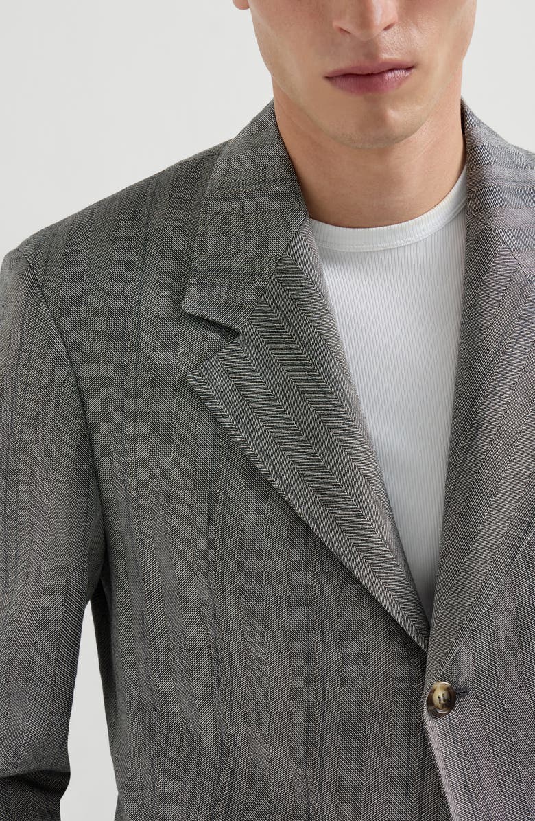 Brunello Cucinelli Chevron blazer, Alternate, color, Medium Grey