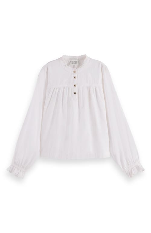 Scotch & Soda Kids' Ruffle Cotton Blend Top In White
