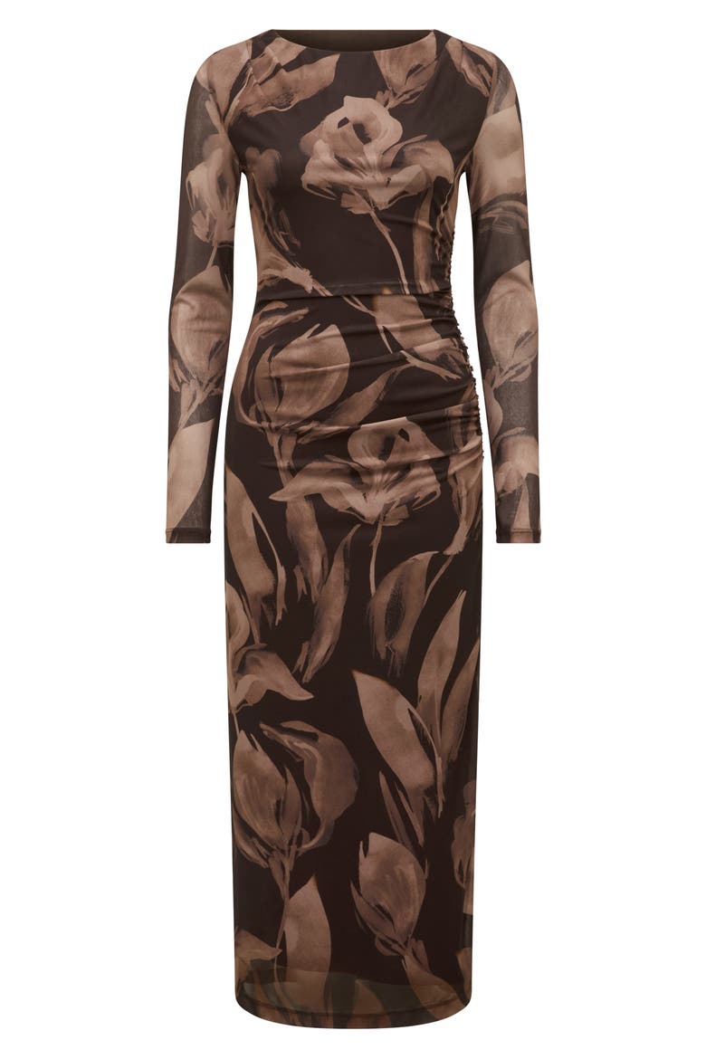 Alannah Floral Long Sleeve Mesh Midi Dress, Alternate, color, BARKLEY FLORAL