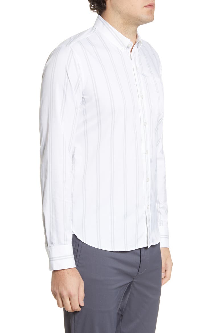 Go Anywhere Stripe Button-Up Performance Shirt, Alternate, color, DOUBLE STRIPE- WHITE/ GRIFFIN