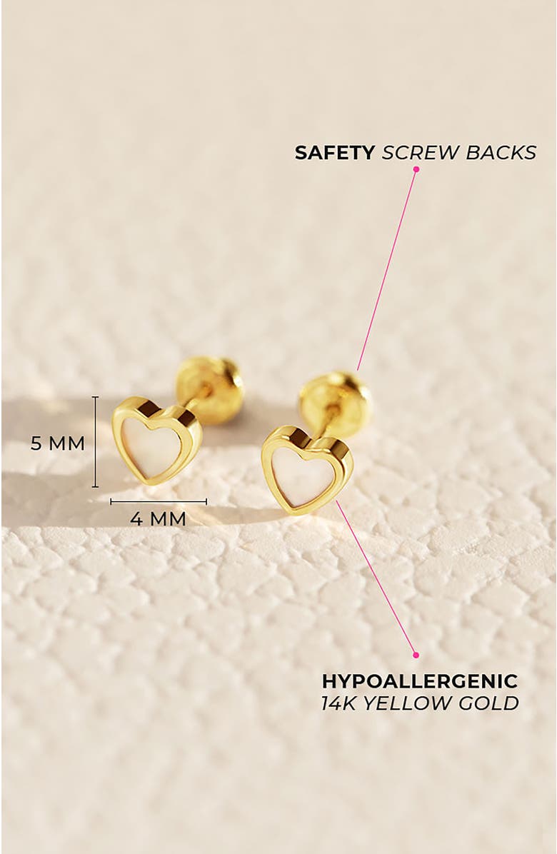 In Season Jewelry 14k Mother of Pearl Heart Earrings, Alternate, color, White