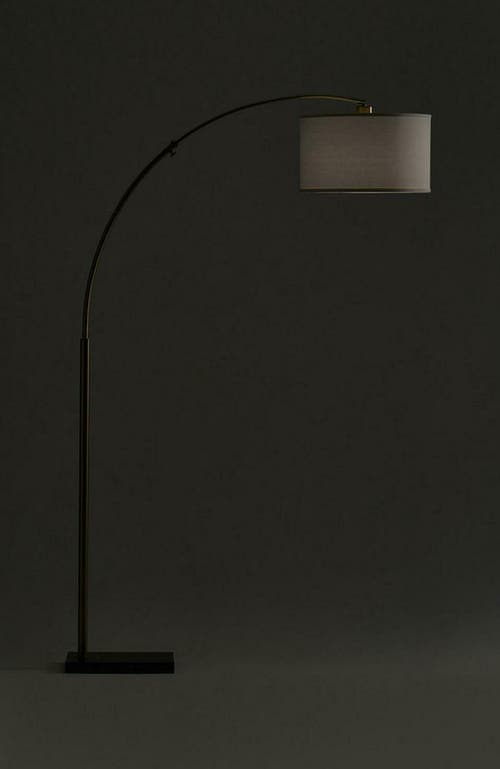 Brightech Logan 76" Modern Extendable Led Floor Lamp With Fabric Drum Shade, Bulb Included In Gold