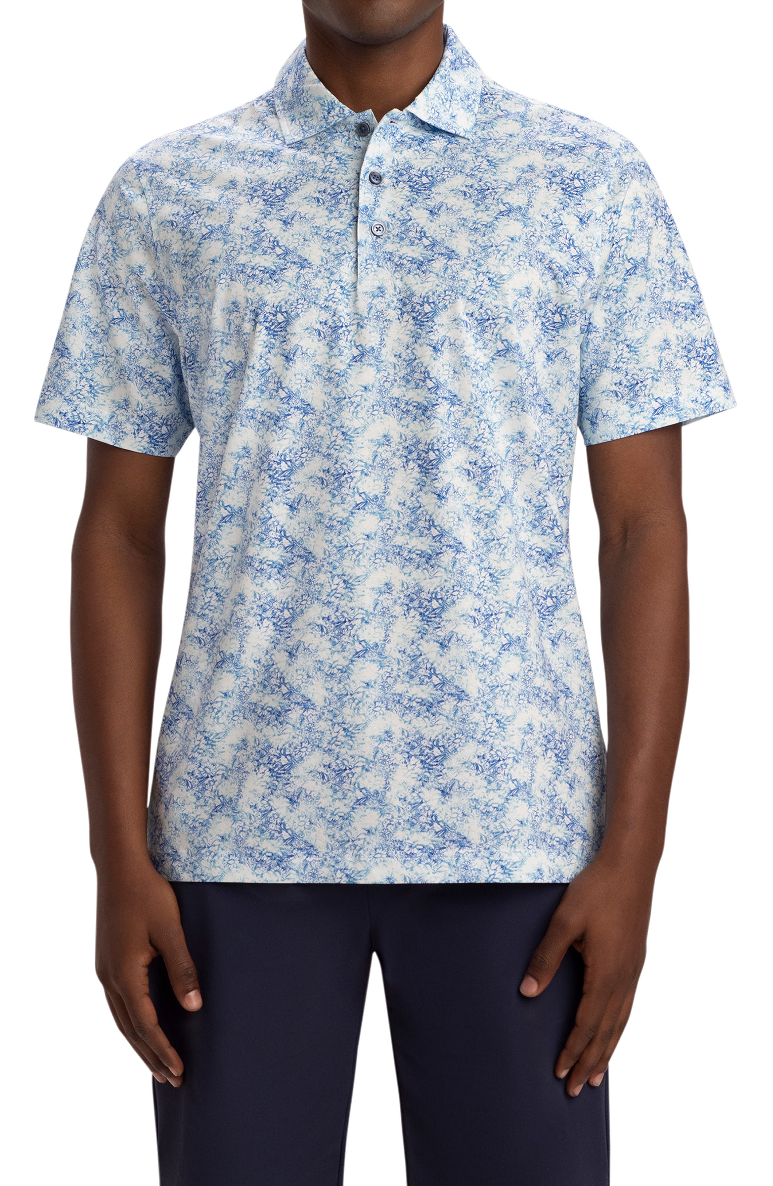 Bugatchi Men's OoohCotton® Tech Print Polo