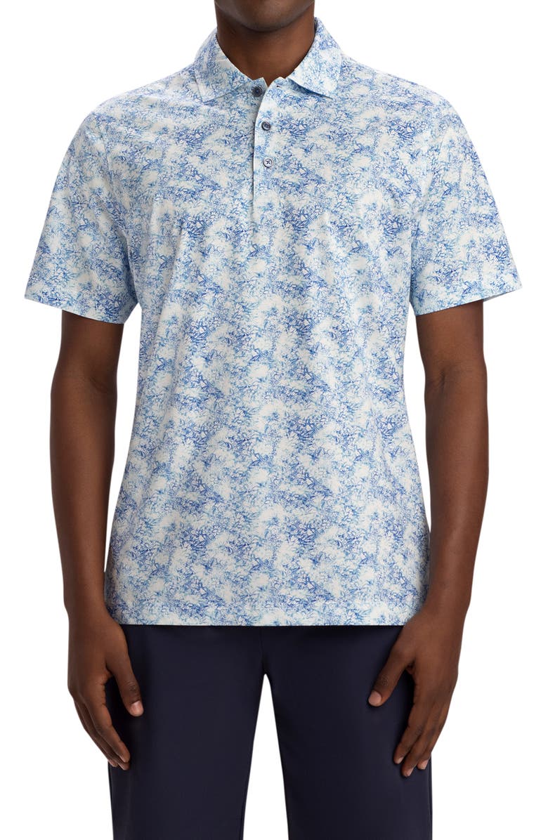 Bugatchi Men's OoohCotton<sup>®</sup> Tech Print Polo, Main, color, Aqua