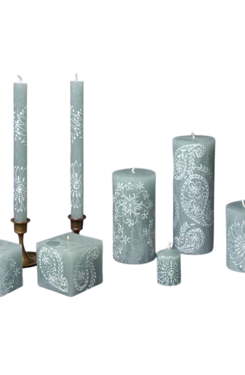 Thumbprint Artifacts Henna Duck Egg Painted Cube Candle, Alternate, color, Henna Duck Egg - 2X2x3"