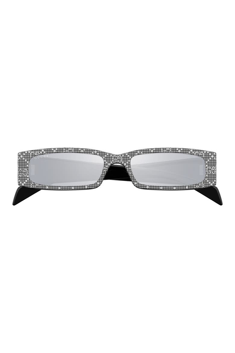 56mm Rectangular Sunglasses, Main, color, BLACK