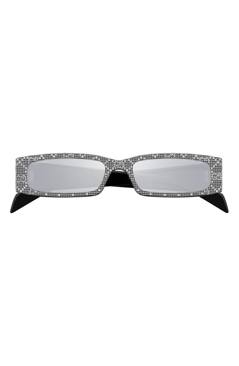 Gucci 56mm Rectangular Sunglasses, Main, color, Black