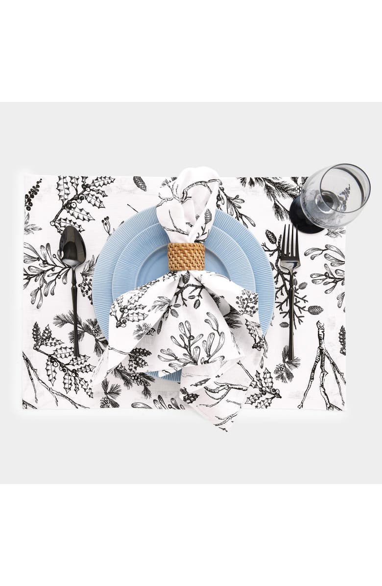 Solino Home Linen Placemats - Winter Forest, 14" x 19" Inch, Alternate, color, Black/White