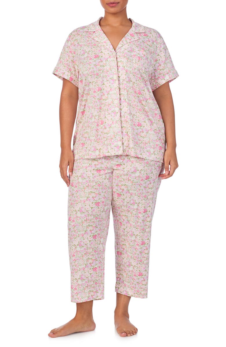 Lauren Ralph Lauren Floral Crop Knit Pajamas, Main, color, 