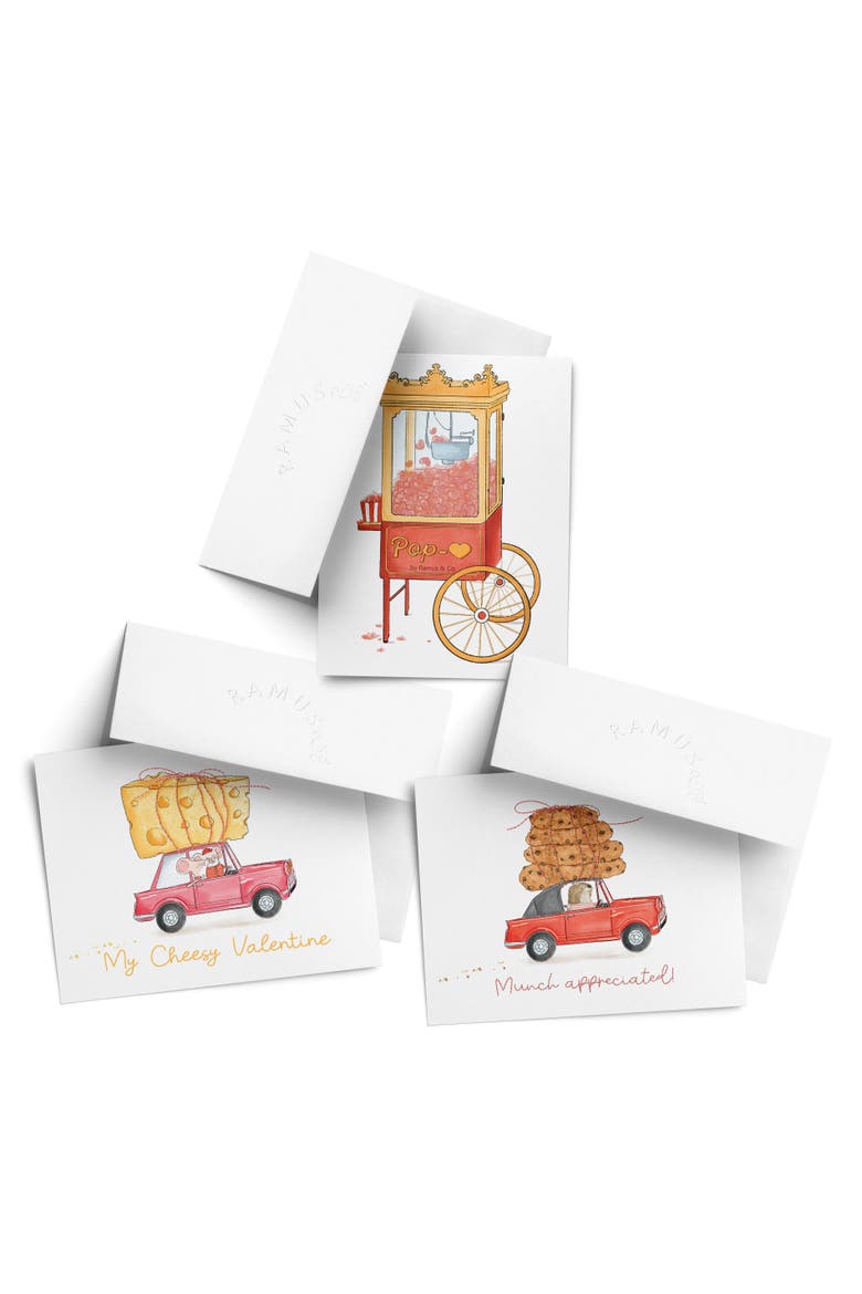 Valentine's Day Friendship Greeting Card Pack Sets, 'My Cheesy Valentine Mice, Pop Hearts, Munch Appreciated', Main, color, Multi-Pack