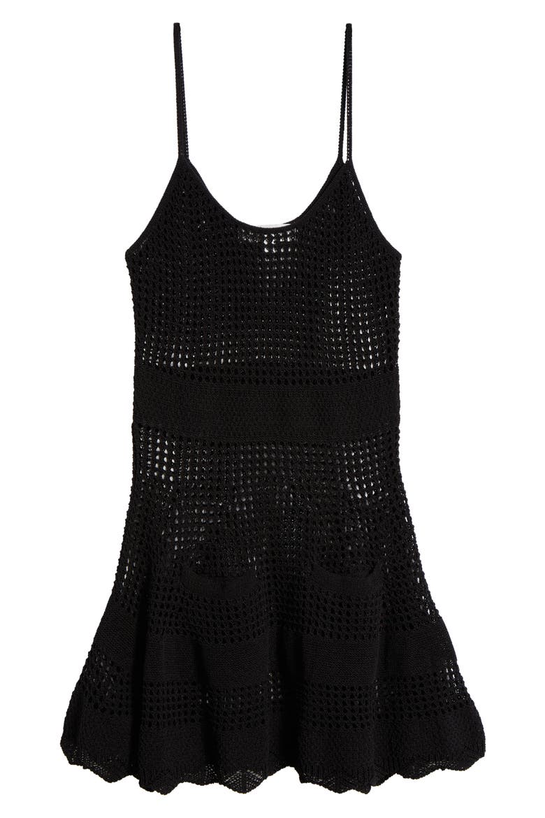 The Ulla Open Stitch Cotton Blend Cover-Up Dress, Alternate, color, NOIR