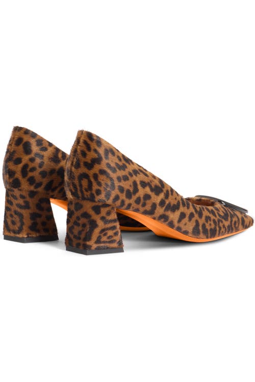 Santoni Animal-print Cavallino Mid-heel Pump In Brown