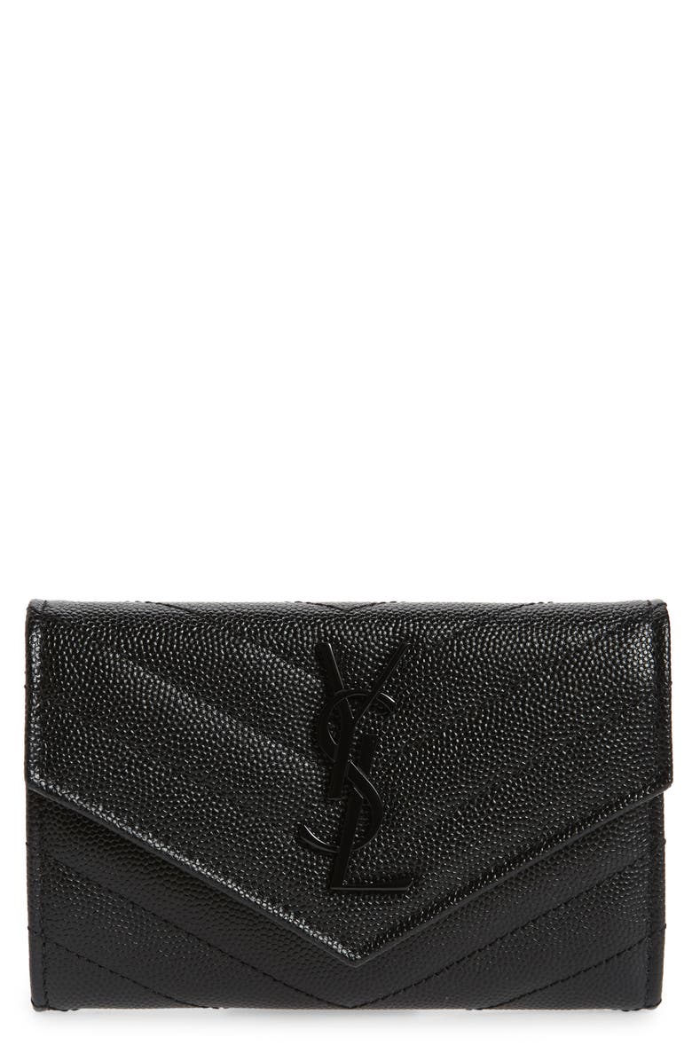 Saint Laurent Monogram Quilted Leather French Wallet, Main, color, 