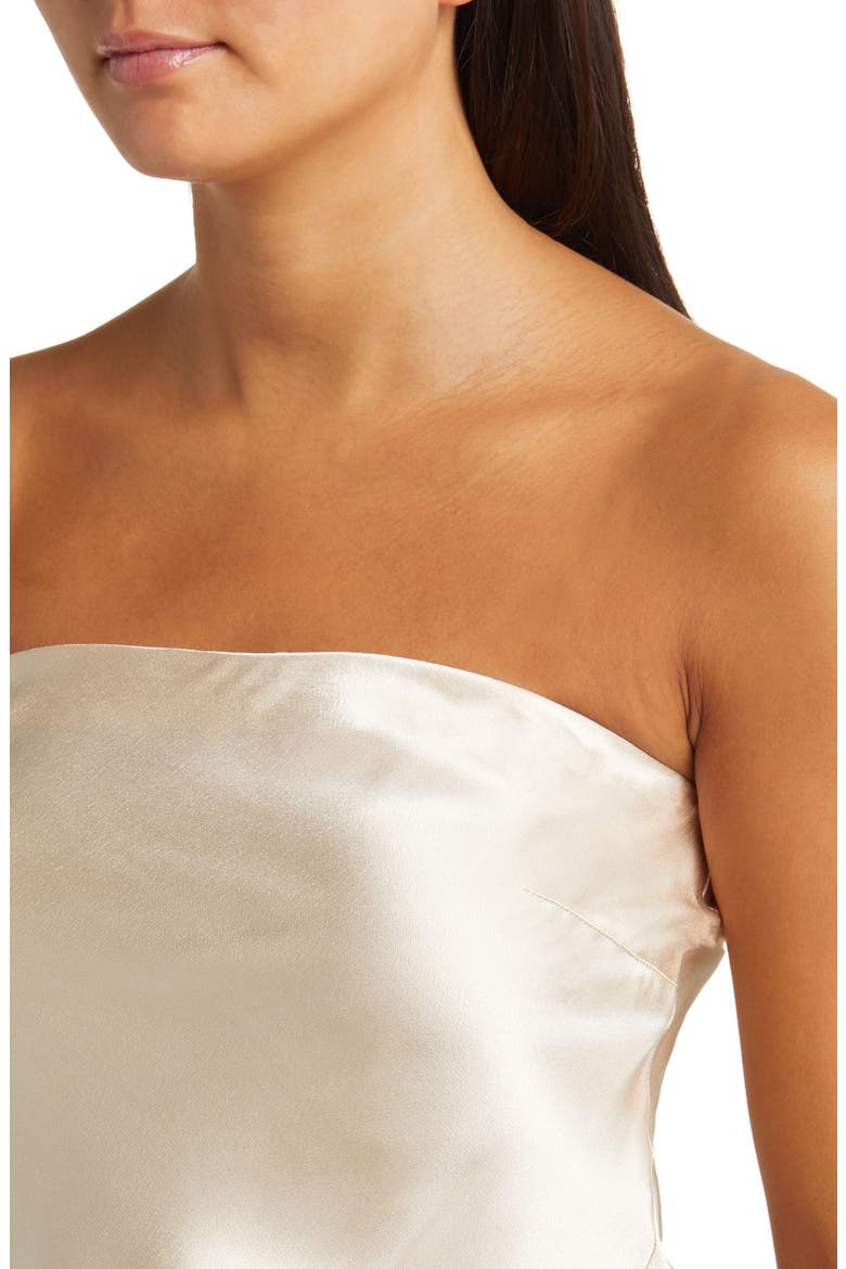 Riviera Strapless Satin Top, Alternate, color, TAUPE