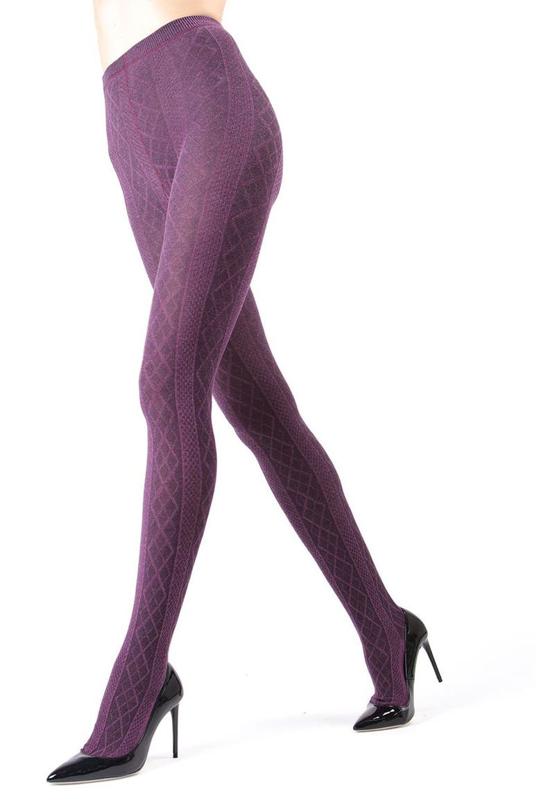 Juneau Diamonds Sweater Tights, Main, color, GRAPE HEATHER