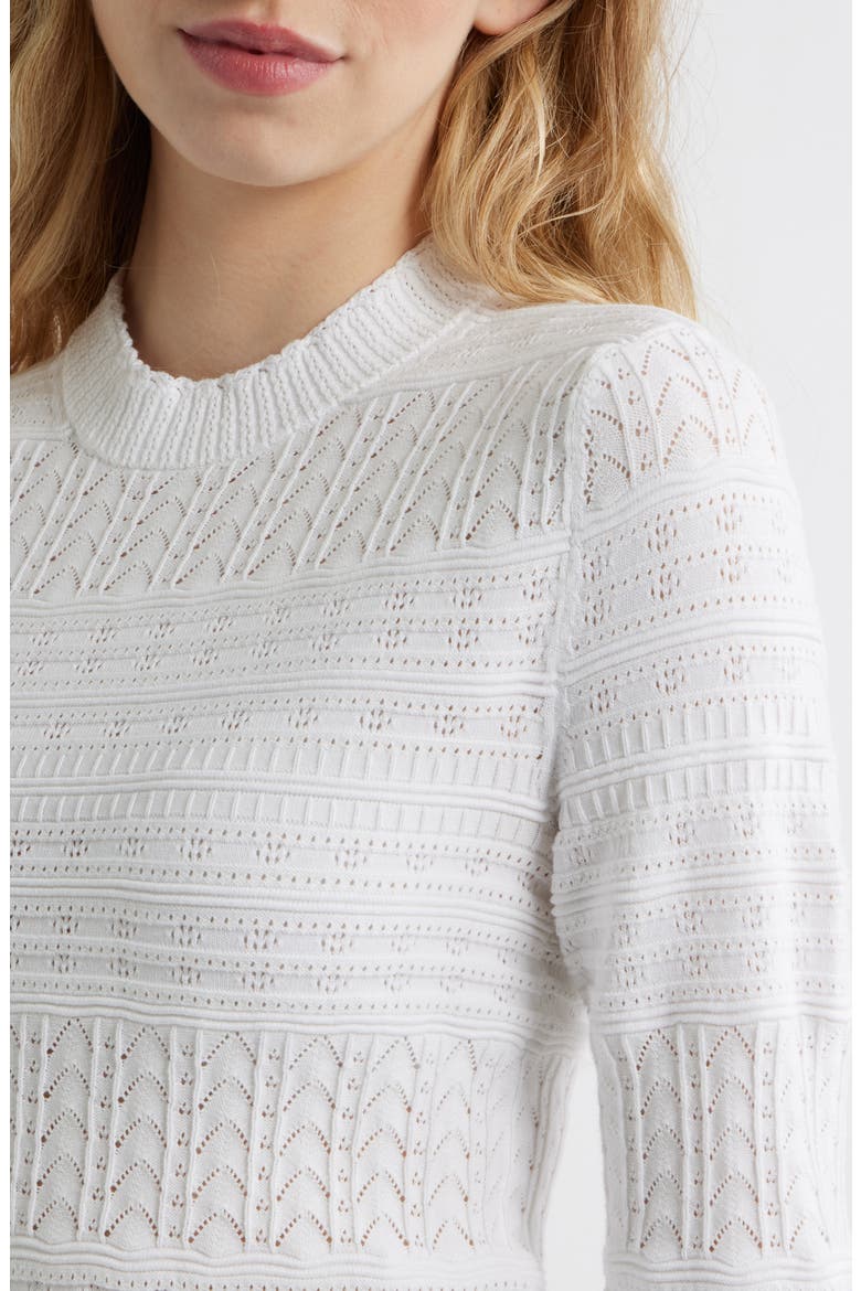 Cotton Crewneck Sweater, Alternate, color, WHITE
