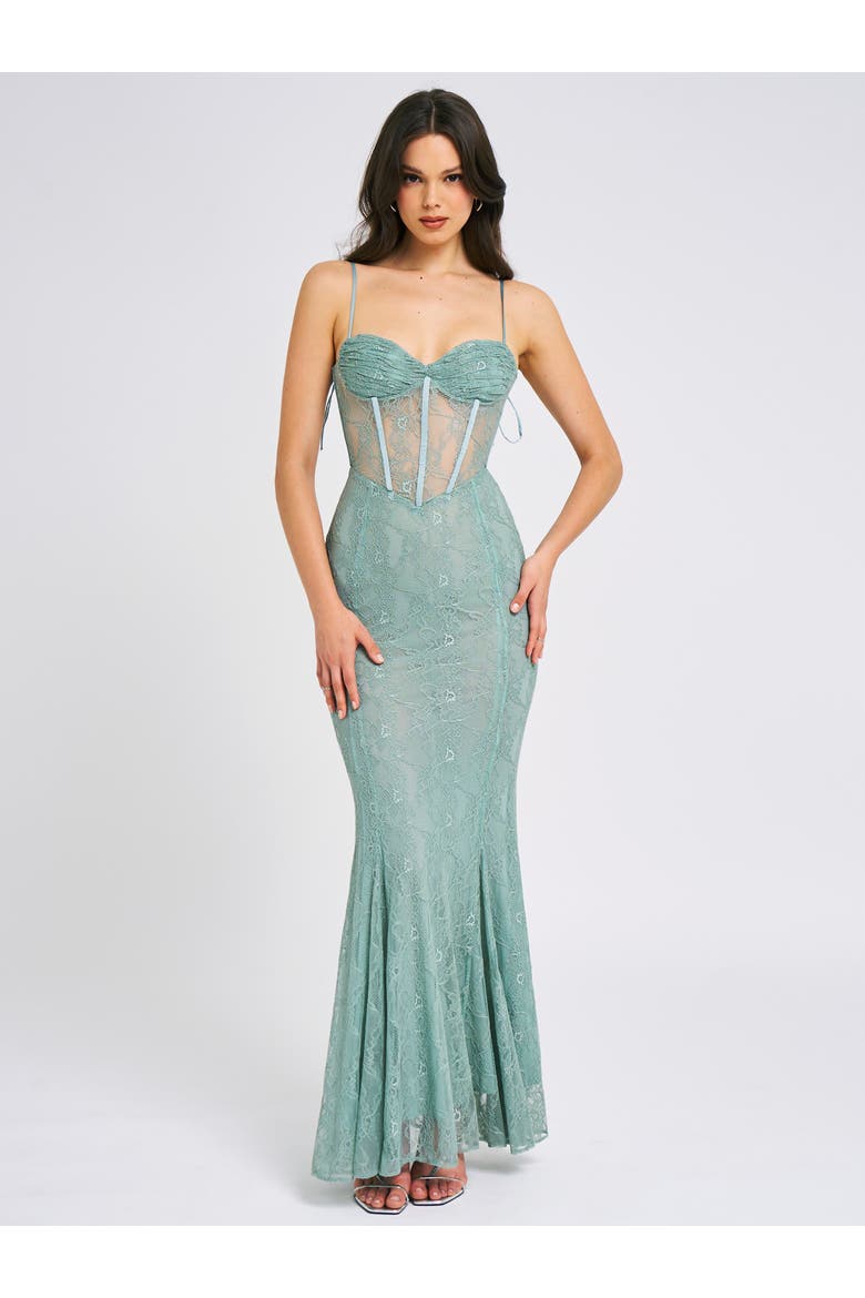 Janelle Sweetheart Mermaid Lace Maxi Dress, Main, color, sage green