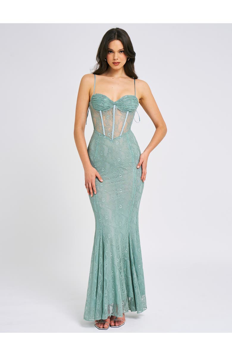Miss Circle Janelle Sweetheart Mermaid Lace Maxi Dress, Main, color, Sage Green