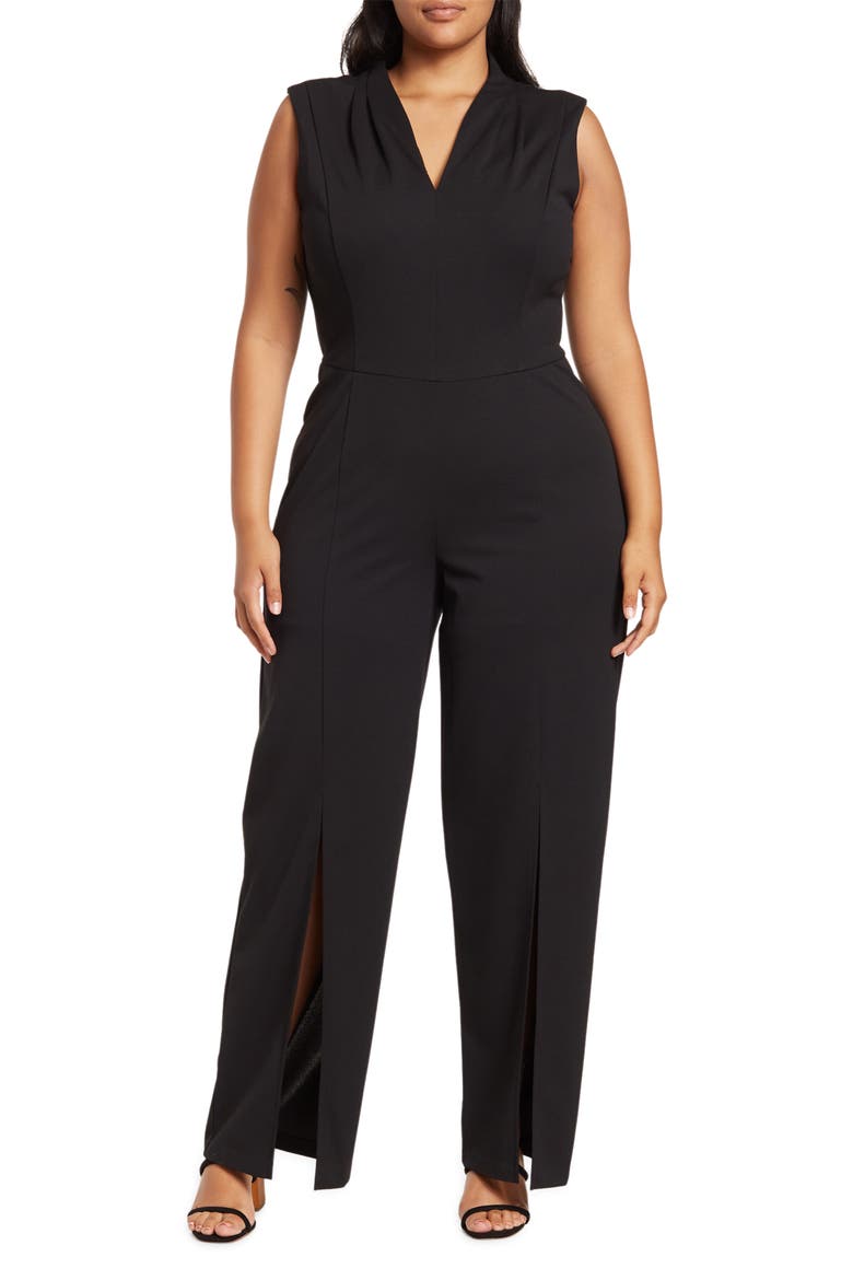 Sleeveless Split Leg Jumpsuit, Main, color, BLACK