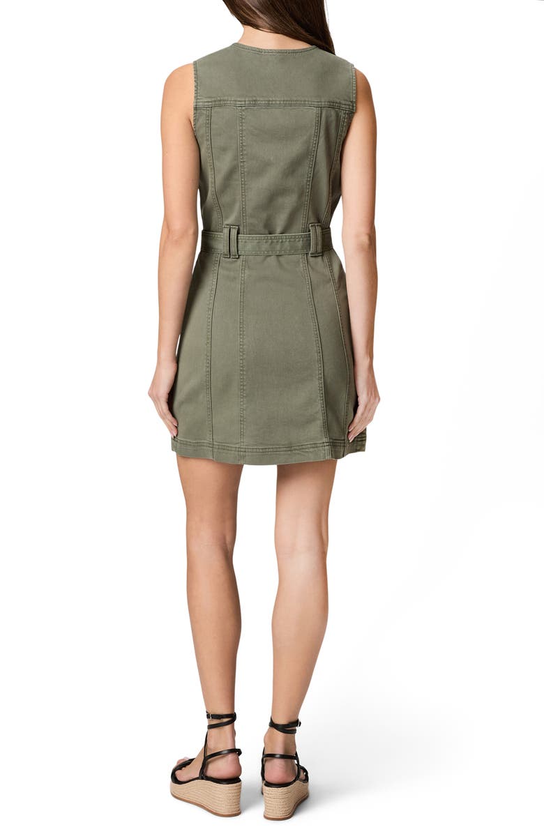 PAIGE Maxine Belted Cotton Blend Minidress, Alternate, color, Vintage Ivy Green