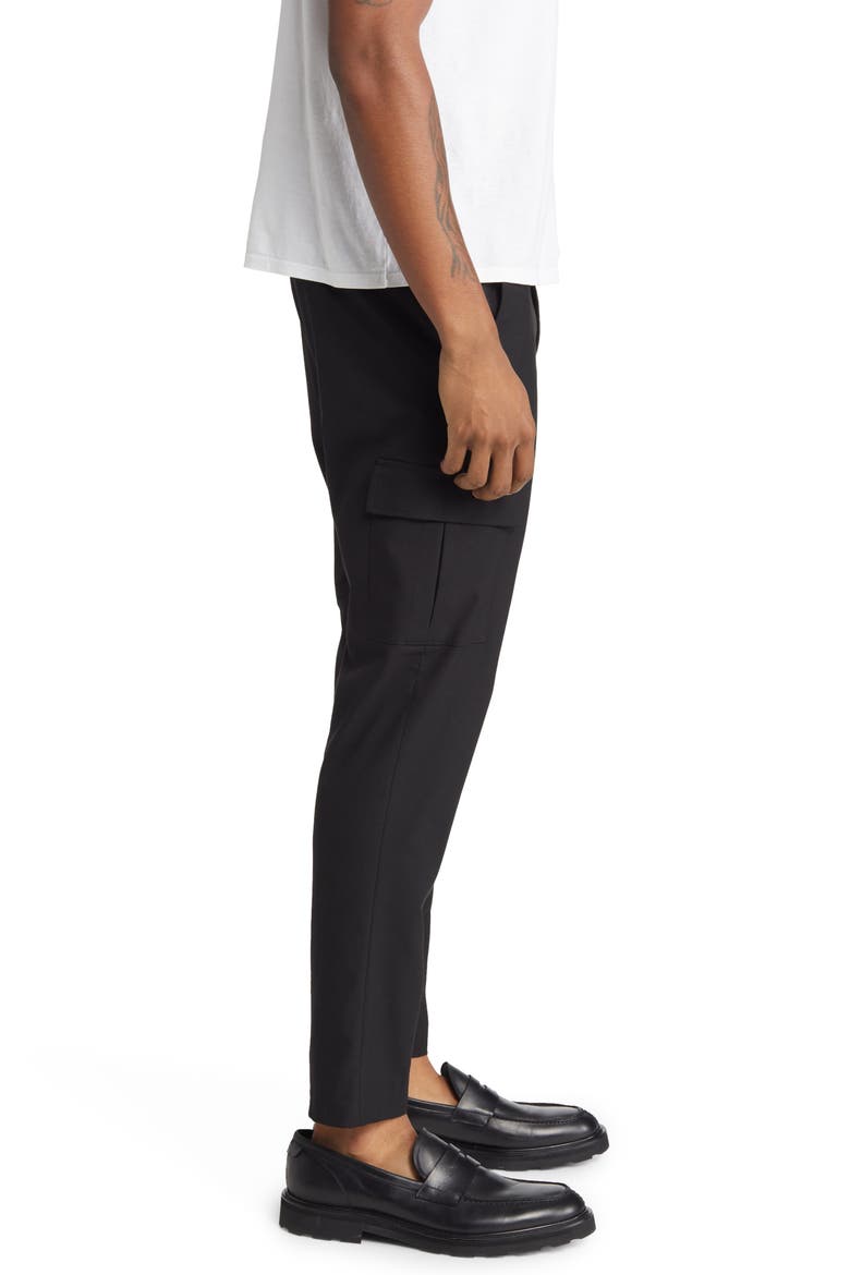 Men's Flat Front Tapered Smarter Trousers, Alternate, color, BLACK