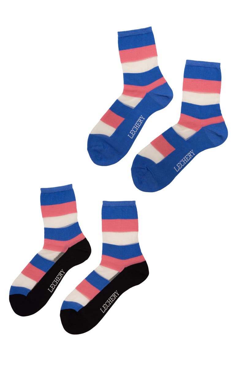 LECHERY<sup>®</sup> 2-Pack Stripes Sheer Crew Socks, Main, color, 