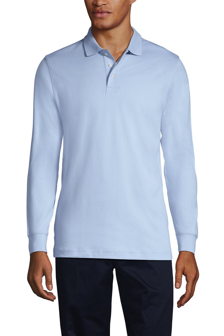 School Uniform  Long Sleeve Interlock Polo Shirt, Alternate, color, Blue