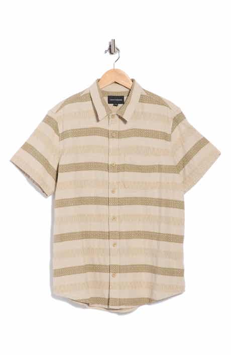Lucky Brand San Gabriel Dobby Stripe Short Sleeve Cotton Button-Up Shirt