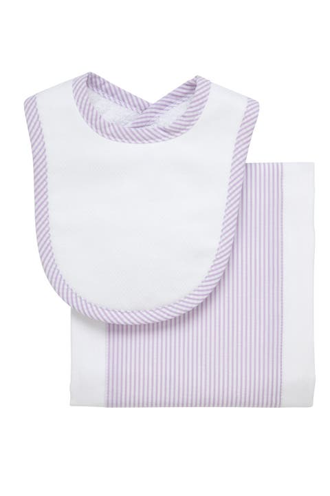 Seersucker Stripe Drooler Bib & Burp Set