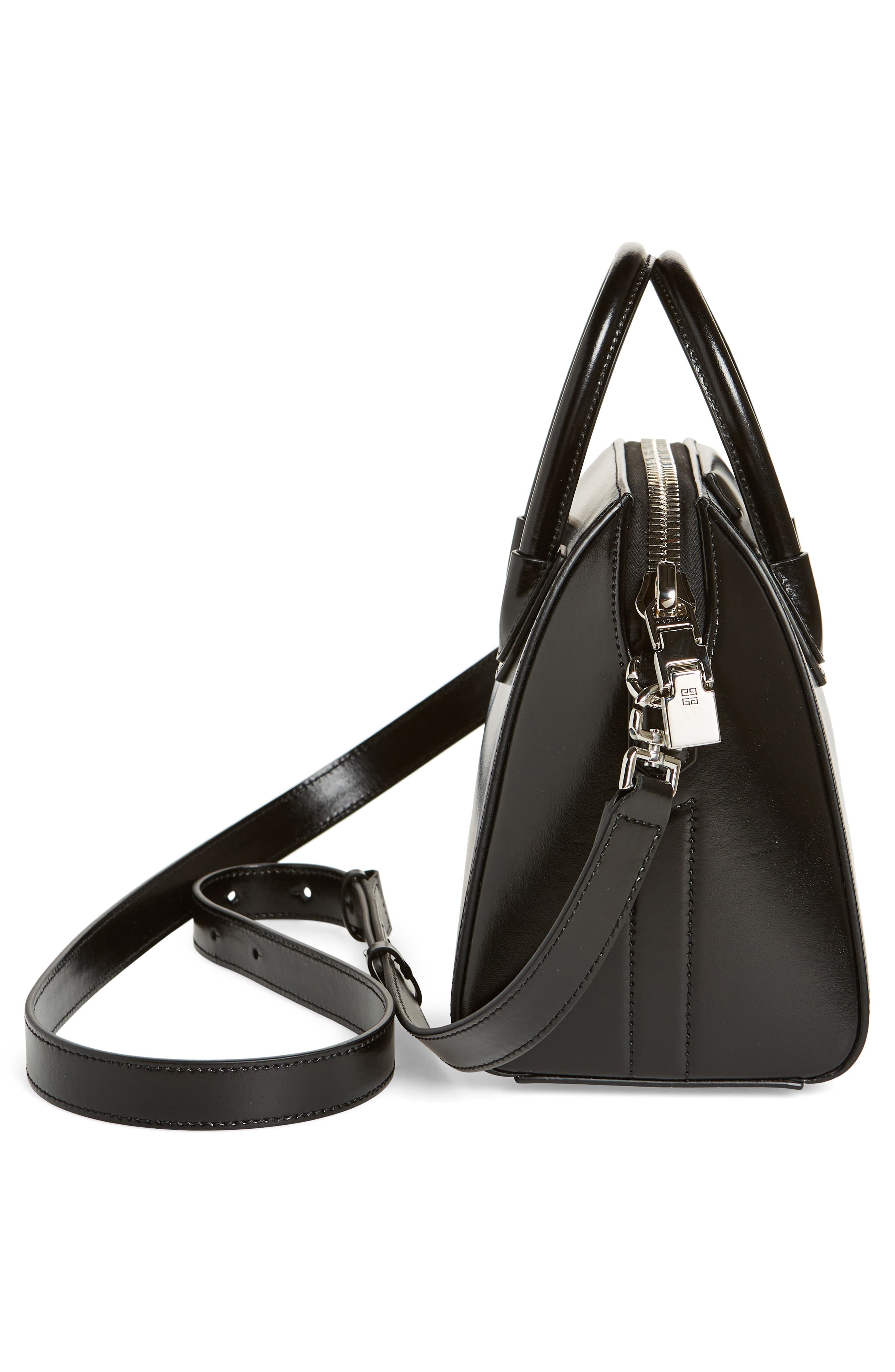 Givenchy Mini Antigona Leather Satchel, Alternate, color, Black