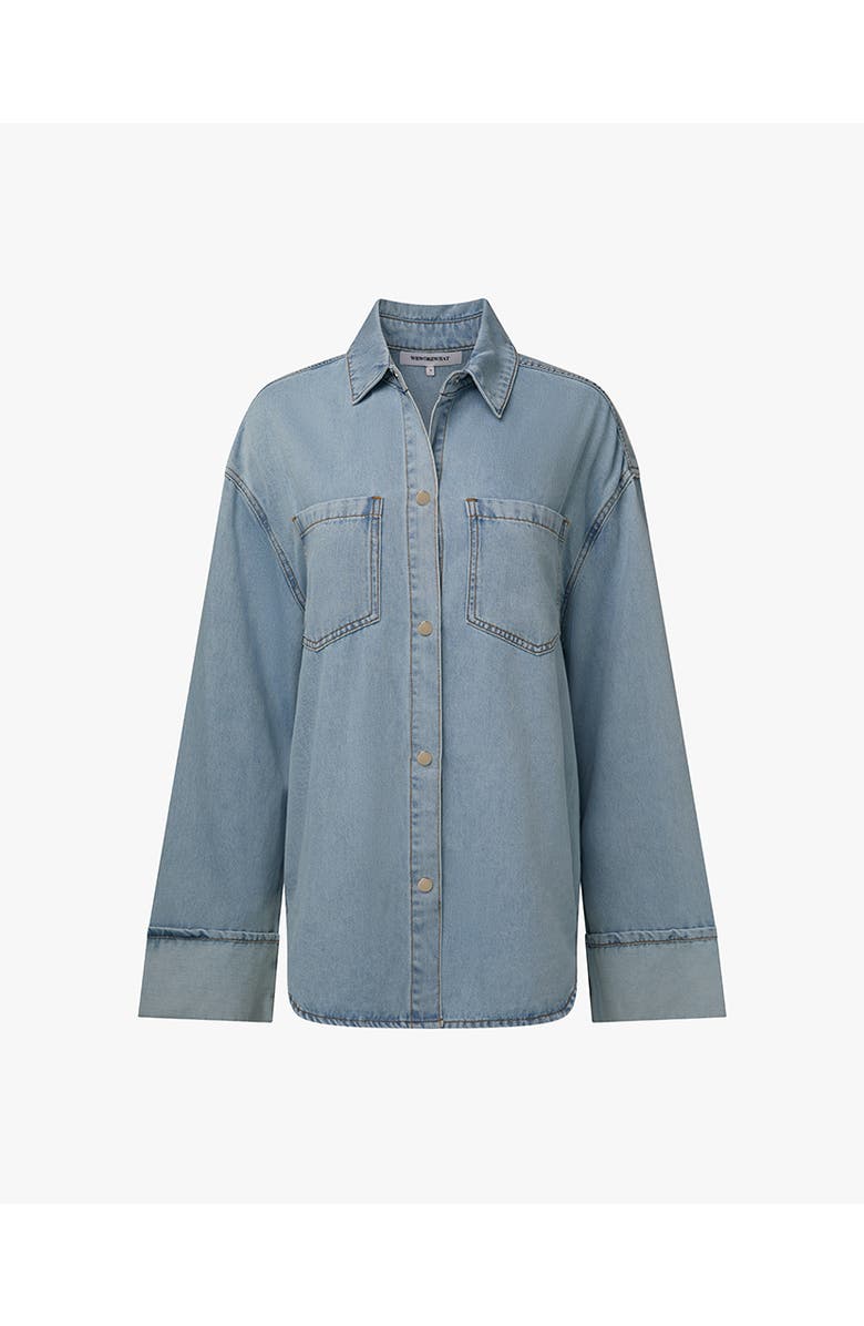 WeWoreWhat Denim Cuff Shirt, Alternate, color,