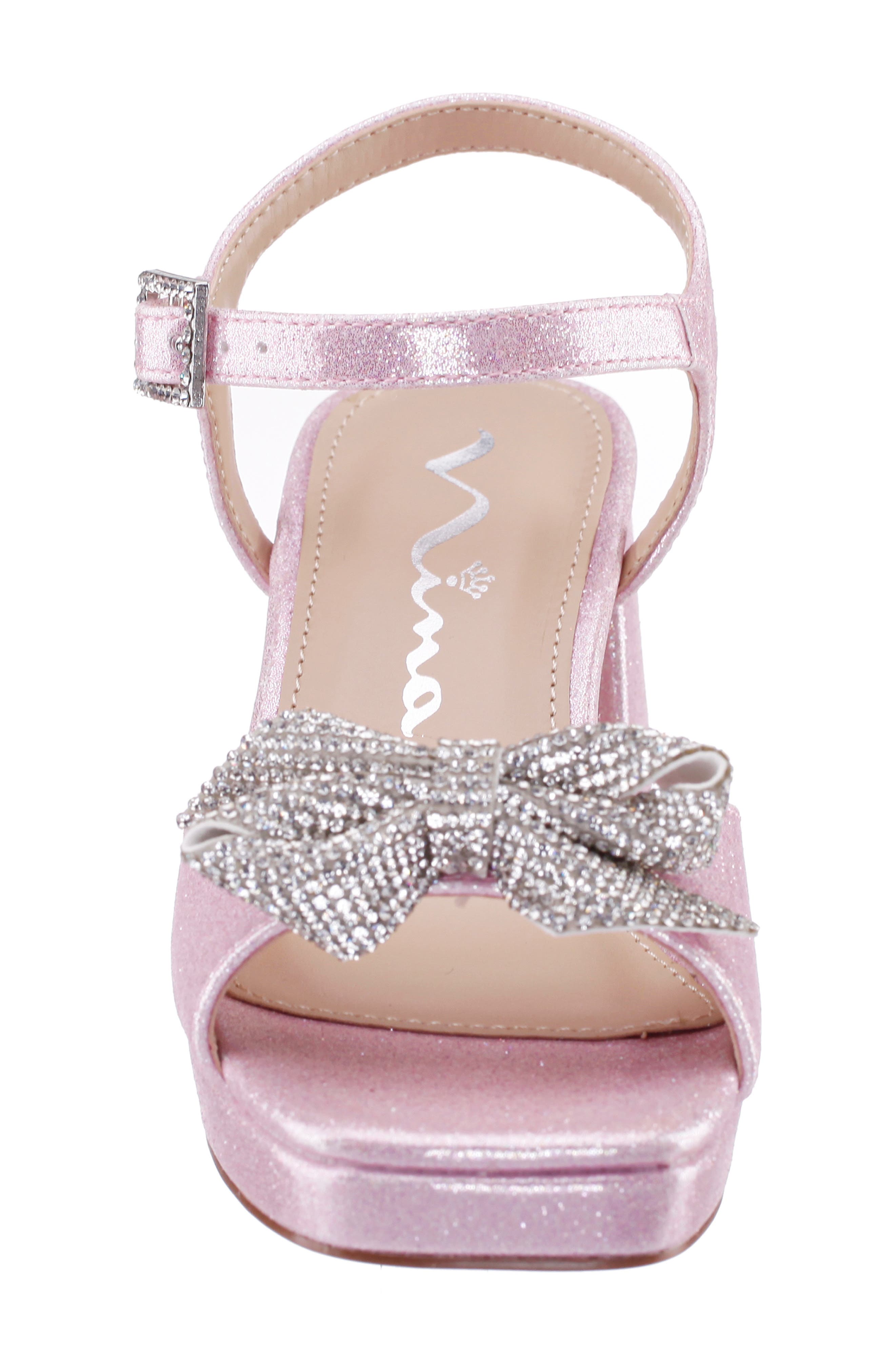 Kids' Anora Crystal Bow Sandal, Alternate, color, PINK SHIMMER