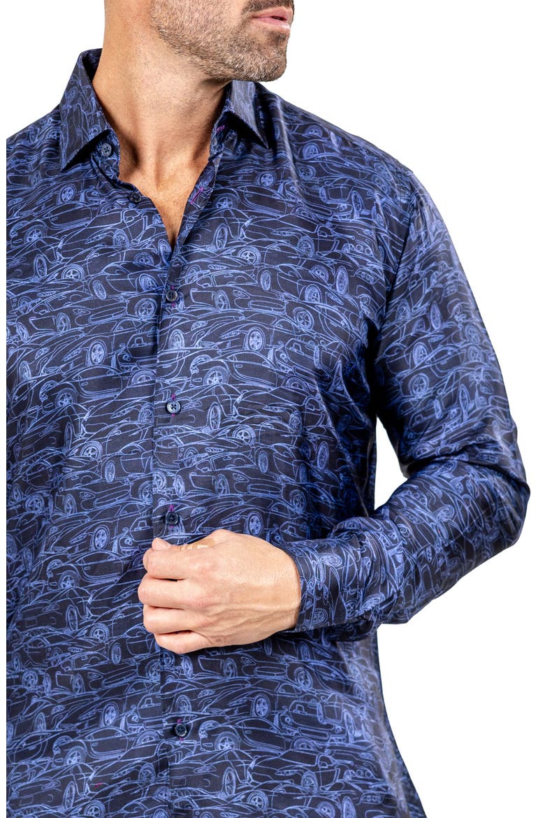 Fibonacci Marthy Contemporary Fit Button-Up Shirt, Alternate, color, BLUE