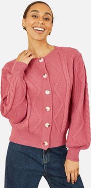 Yumi Relaxed Fit Cable Cardigan